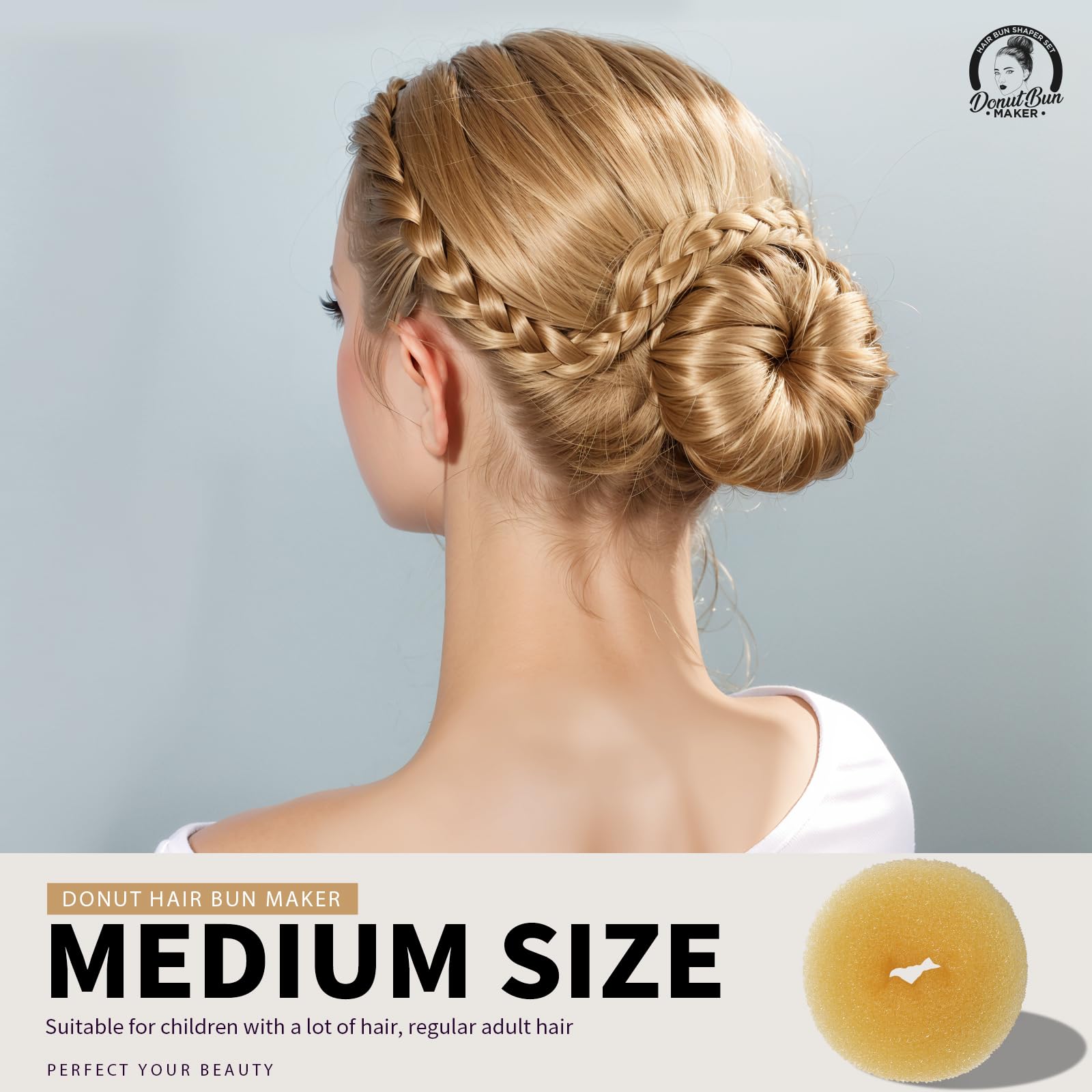 Teenitor gold bun shaper medium ideal for sleek buns