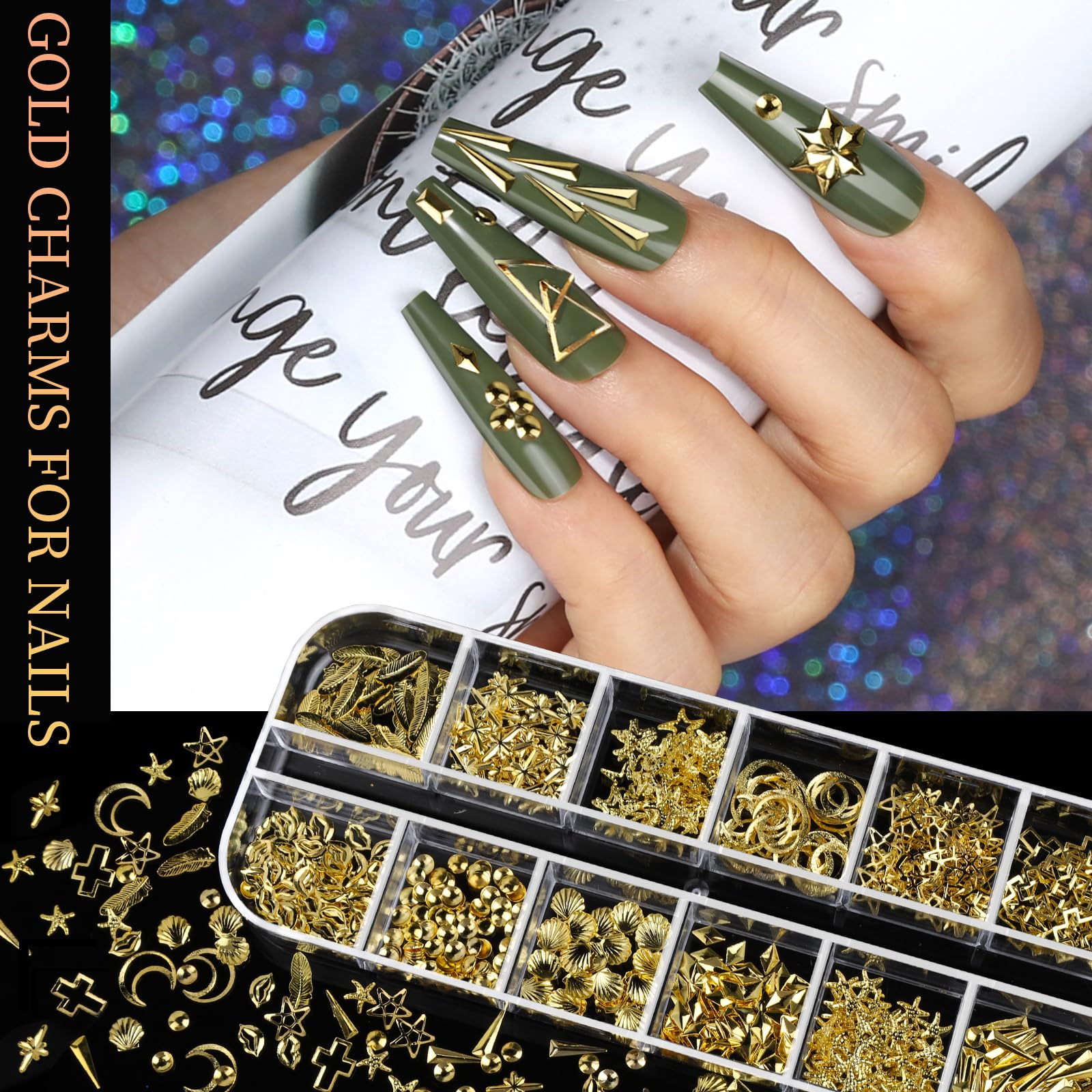 Teenitor gold nail art kit display for inspiration