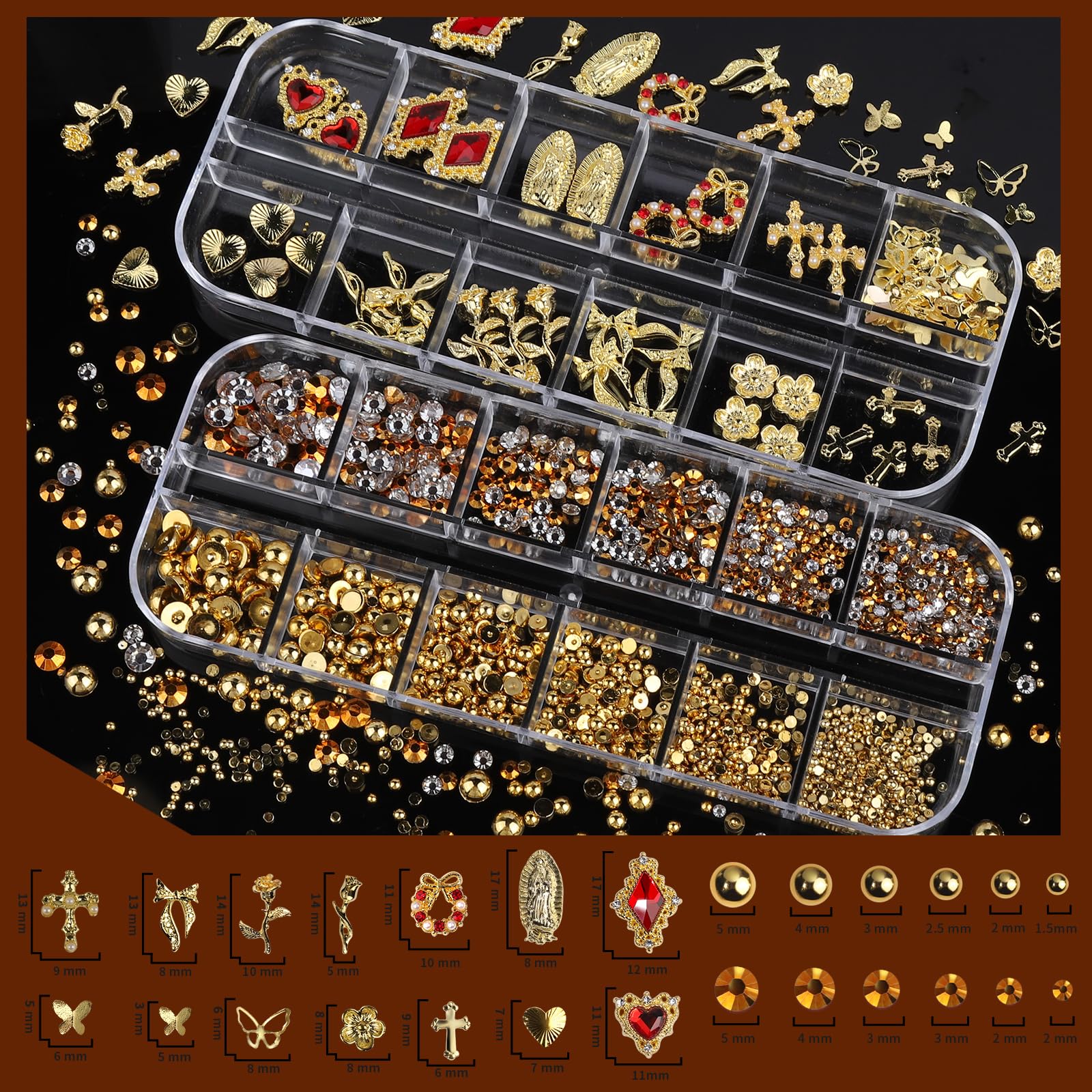 Teenitor gold nail pearls flat-back half-round shapes for elegance