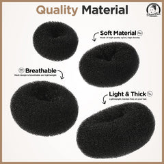Teenitor Hair Donut Medium Black suitable for medium buns.