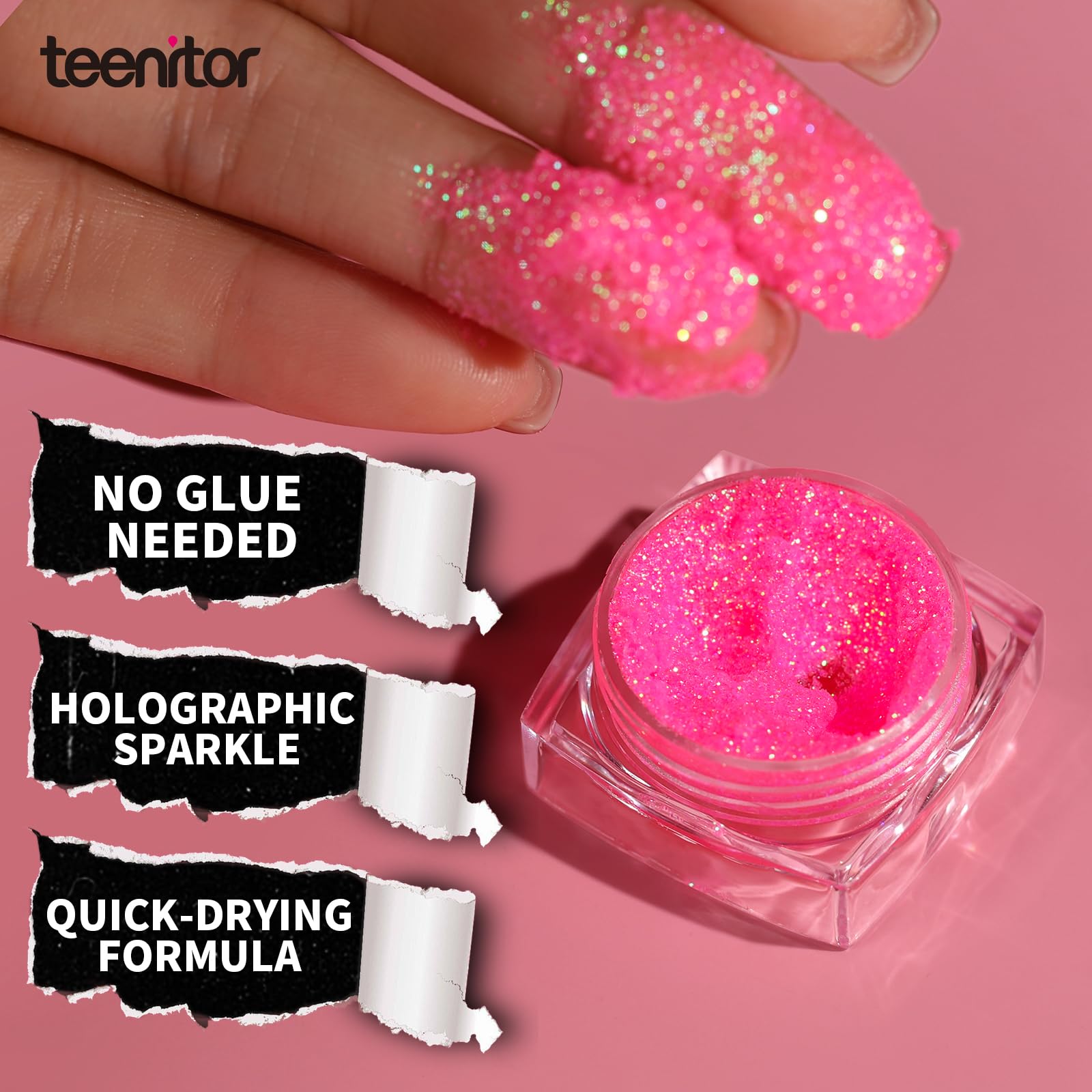 Teenitor hair glitter gel creates shimmering accents.