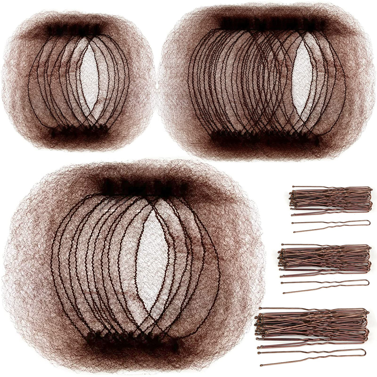 Teenitor hair net set brown packaging showing complete kit for easy bun creation