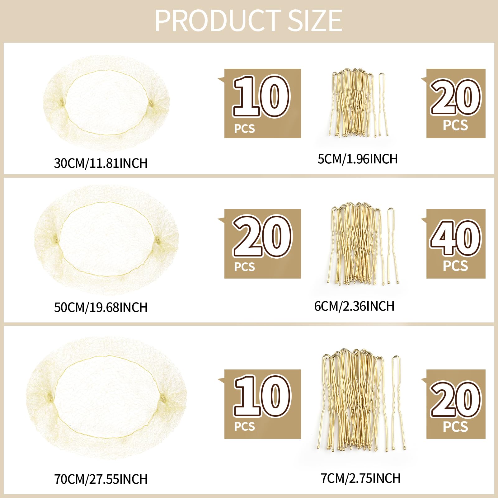 Teenitor blonde 50cm hair net closeup for a sleek, tidy updo.