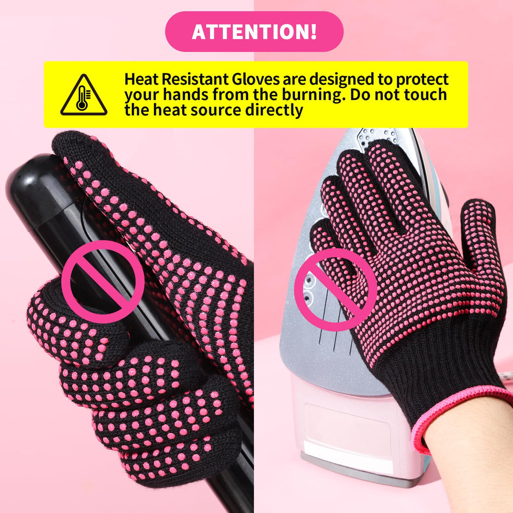Teenitor gloves in action with a hot-air brush to style hair.