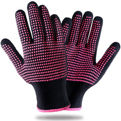 Teenitor heat-resistant gloves with silicone bumps, front view, for safer hair styling with hot tools.