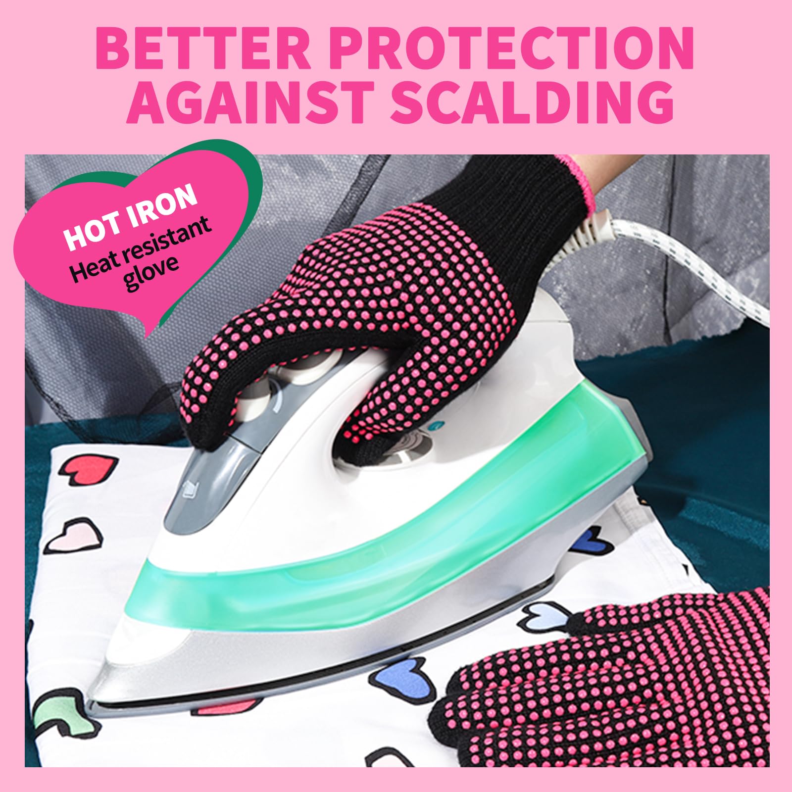 Teenitor heat-resistant gloves packaged or worn during heat press sublimation.