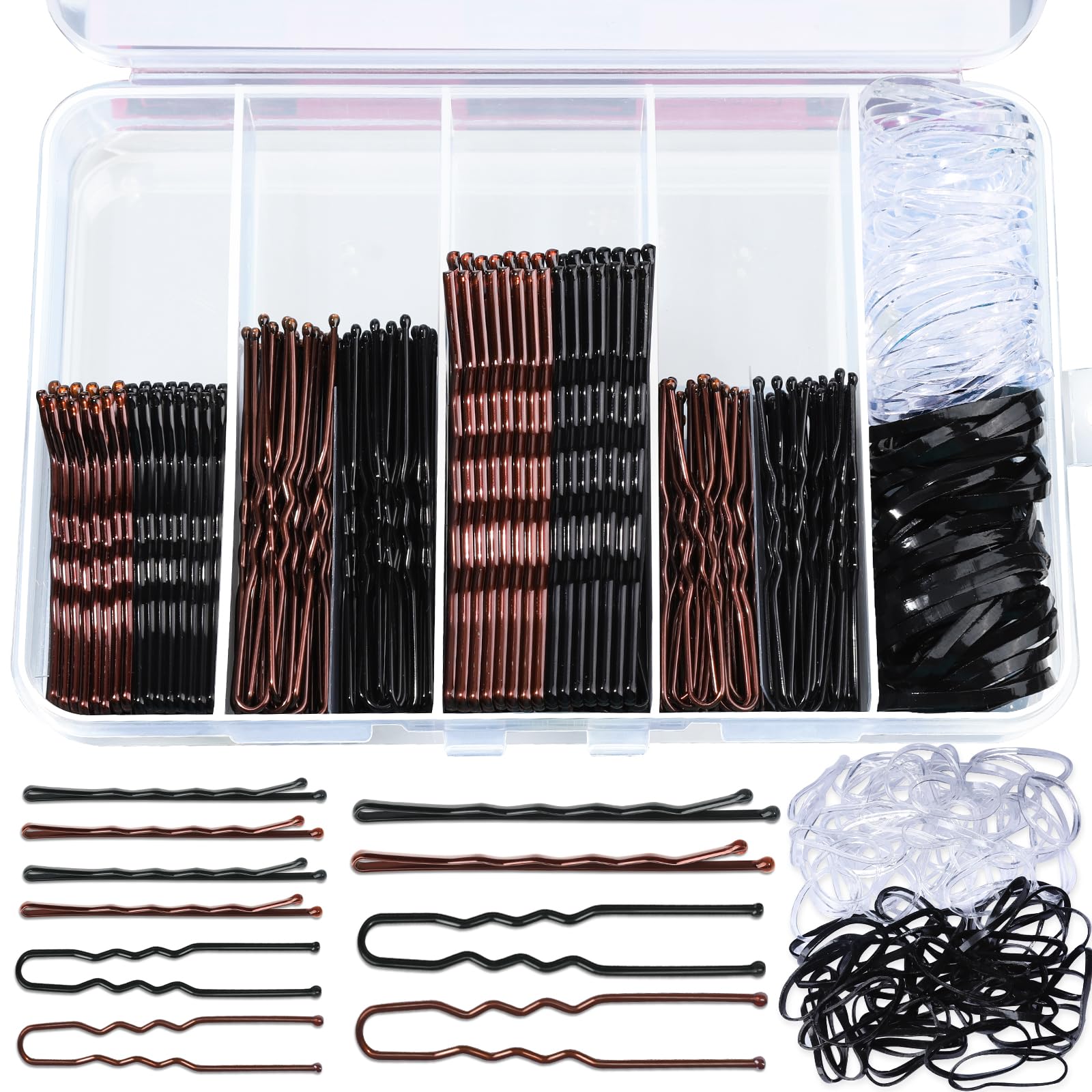 Teenitor horquillas cabello marrón y negro de 2 pulgadas para uso diario.
