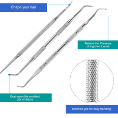 Teenitor dual-ended ingrown toenail file with straight and curved ends for shaping.