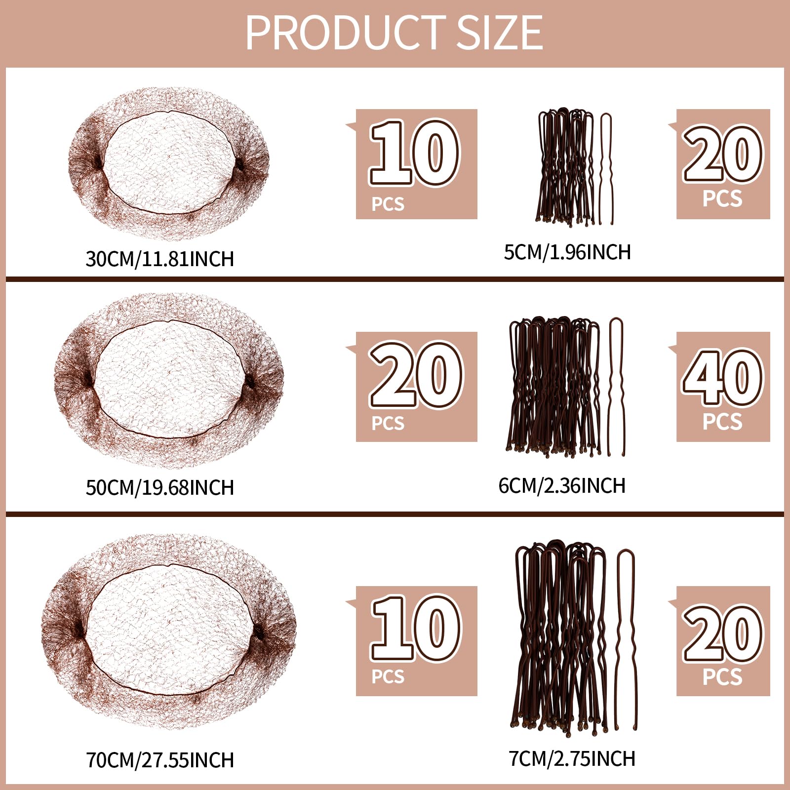 Teenitor invisible hair nets closeup brown demonstrating fine mesh for secure buns