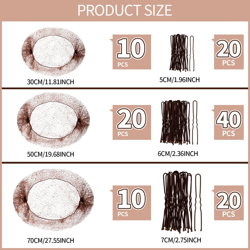Teenitor invisible hair nets closeup brown demonstrating fine mesh for secure buns