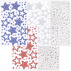 Teenitor joyas para la cara en estrellas rojas, blancas y azules para look patriótico.