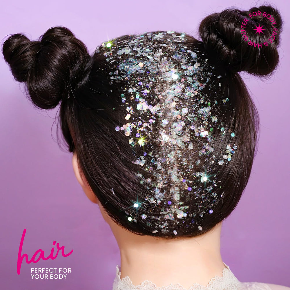 Teenitor kids mermaid glitter clear gel reveals subtle color shift under light.