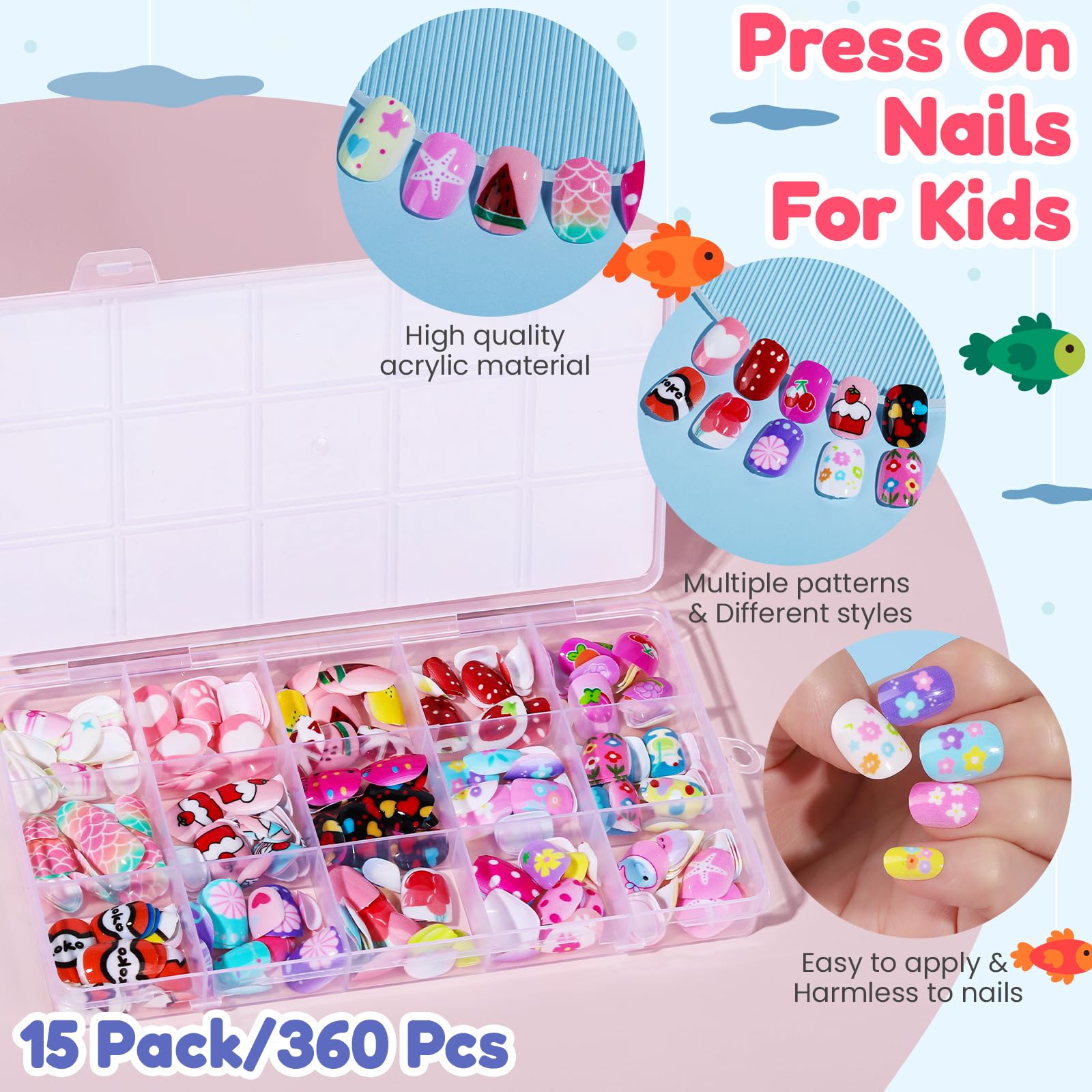 Teenitor kids press-on nails adhesive tabs ensure instant, gentle bonding