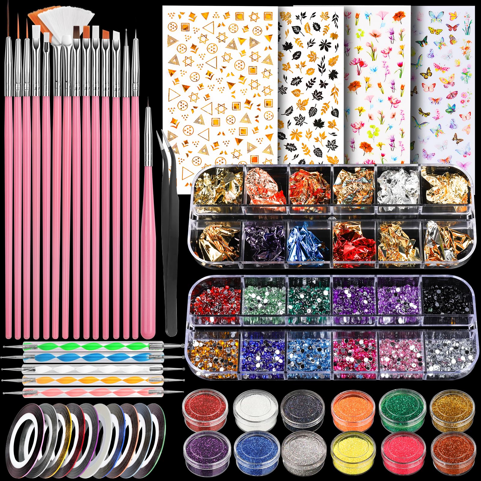 Teenitor kit de artes para uñas, pinceles para crear diseños detallados.