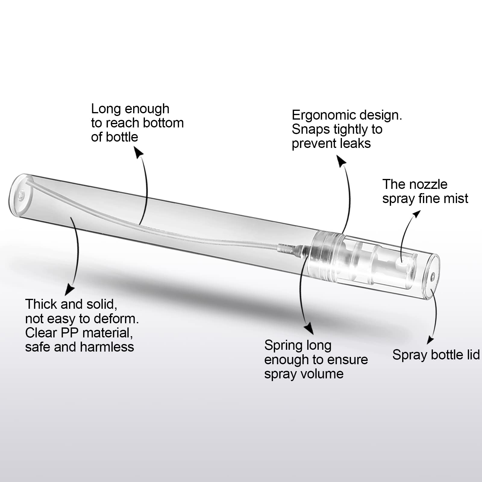 Teenitor multi-use travel spray bottle suitable for fragrances and liquids.