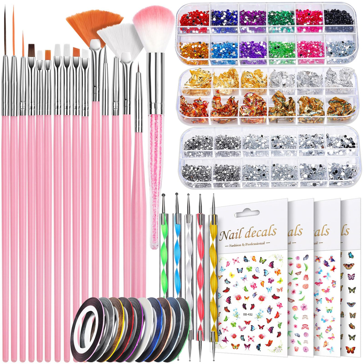 Teenitor nail art brushes set for precise designs on natural or acrylic nails