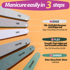 Teenitor buffer step 1 trims and shapes nails