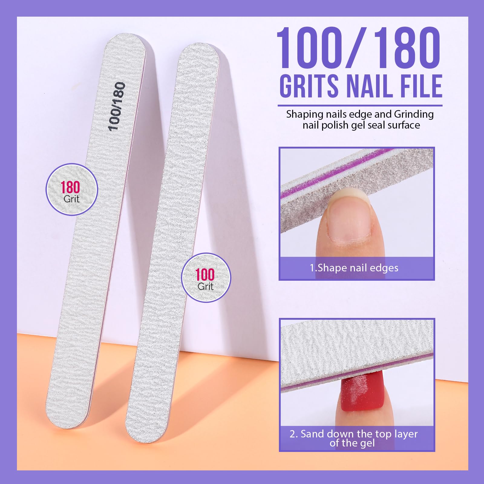 Teenitor Nail File 120/180 grit for smoothing after removal