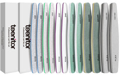 Teenitor 12-piece nail files set with rhombus shape for precise shaping and smoothing