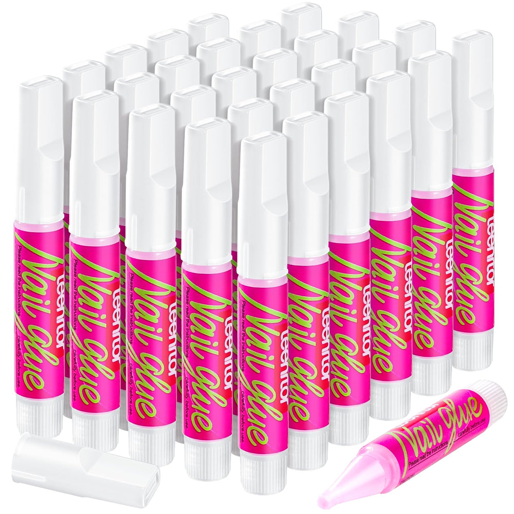 Teenitor Nail Glue bulk pack with 30 tubes and strong hold for press-on nails