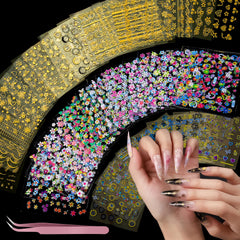 Teenitor nail stickers with flower and heart designs for versatile nail art