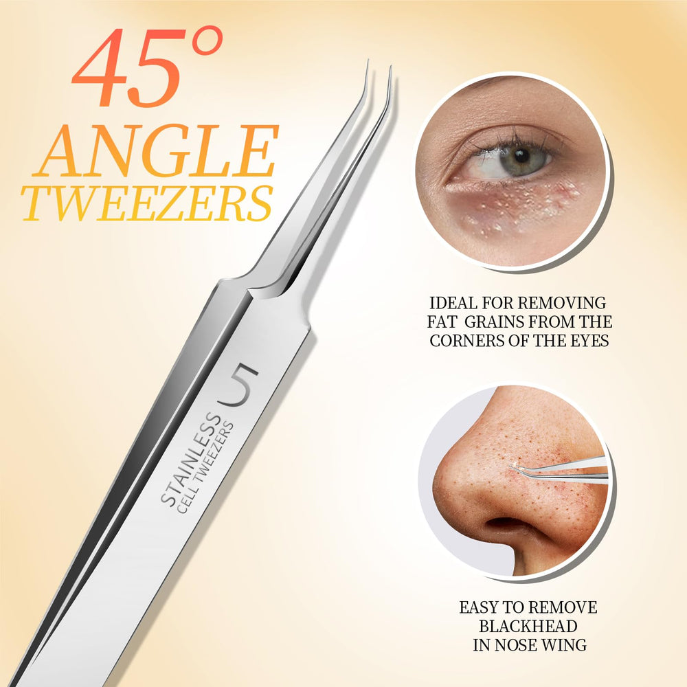 Teenitor oblique tweezers for hard-to-reach T-zone and body areas.