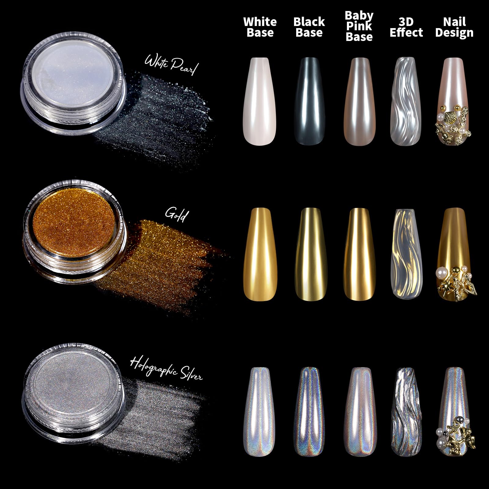 Teenitor pearl chrome nail powder pots for elegant mermaid chrome effects