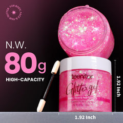 Teenitor pink glitter gel on body provides long-lasting shimmer