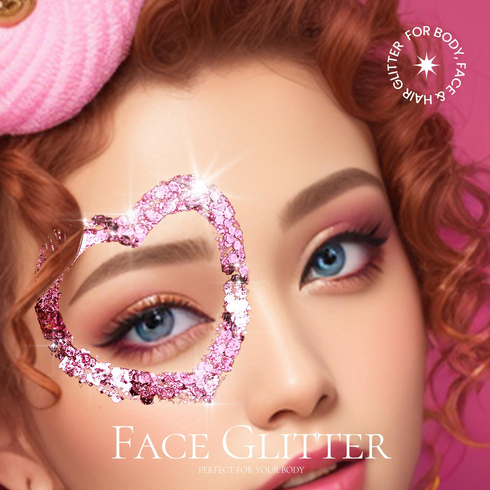 Teenitor pink glitter hair look highlighting easily secured shimmer.