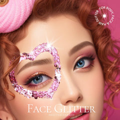 Teenitor pink glitter hair look highlighting easily secured shimmer.
