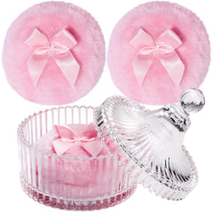 Teenitor powder puff set in pink with gentle design for daily body powder application
