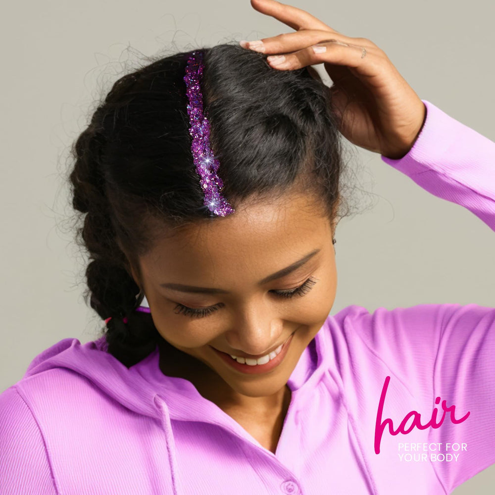 Teenitor Purple Glitter Gel removes easily with wipes, leaving skin clean.