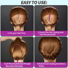 Teenitor Turvy styling tool in use pulling ponytail through for quick braid