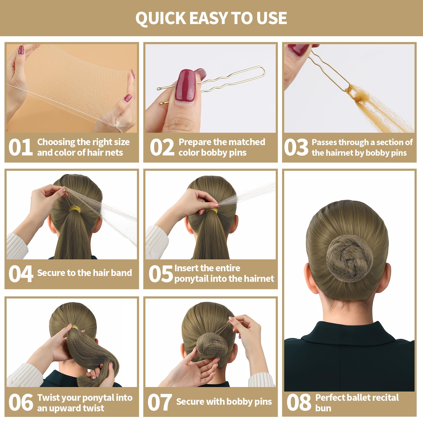 Teenitor 7cm gold U-shaped pins ideal for larger buns.