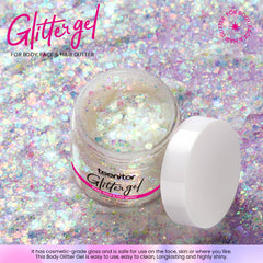 Teenitor white glitter iridescent shimmer catches light for a magical look.
