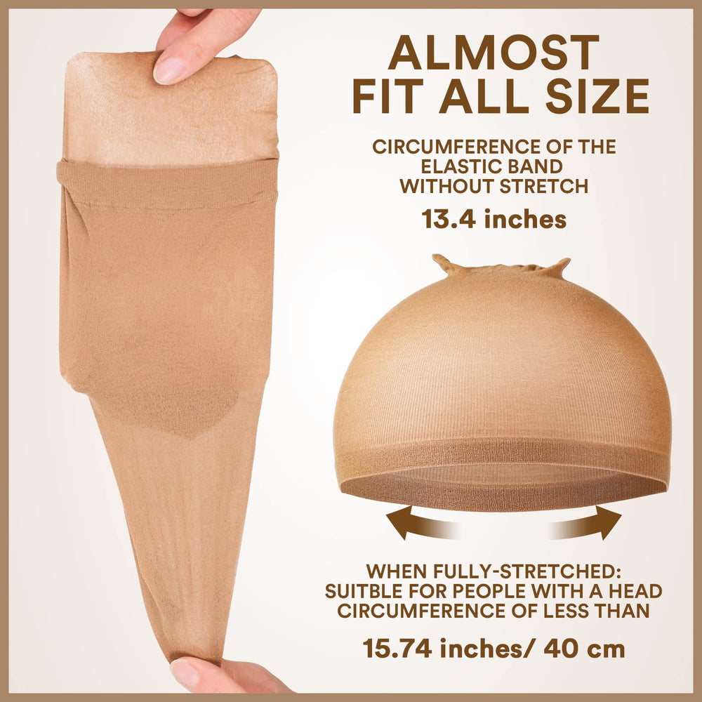 Teenitor beige wig cap packaging with two caps per board for savings.