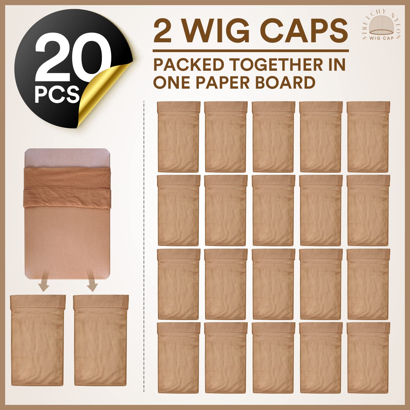 Teenitor beige wig cap worn on head for secure, comfortable fit.
