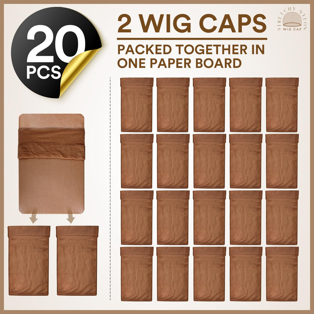 Teenitor wig cap brown close-up fabric showing soft breathable nylon.