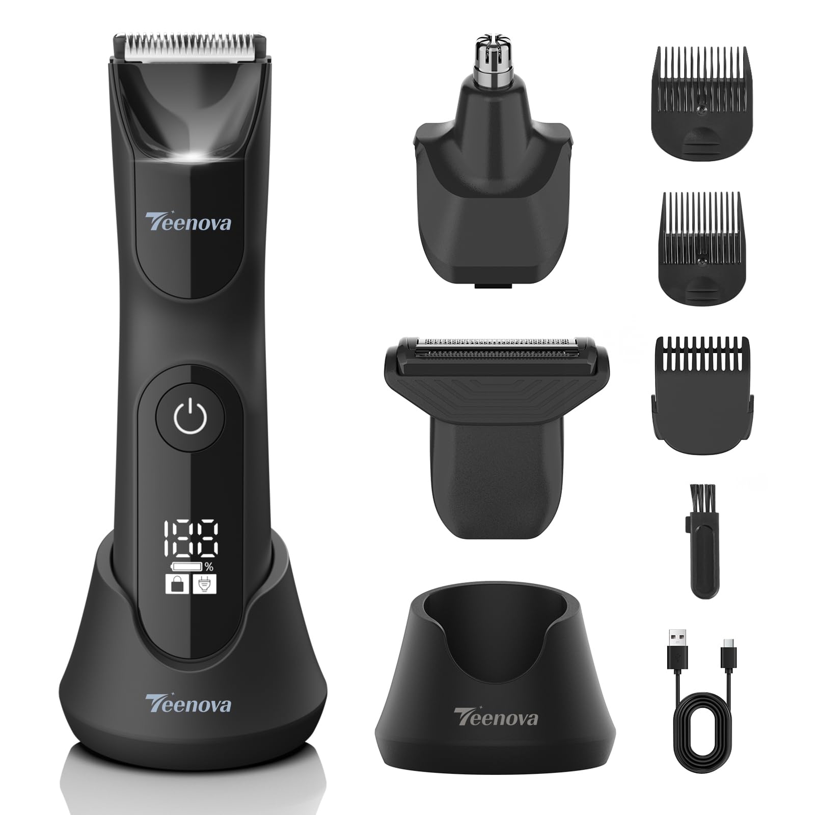 TEENOVA 3-in-1 trimmer with ceramic blade head for precise, skin-friendly grooming at home