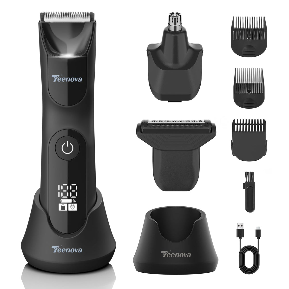 TEENOVA 3-in-1 trimmer with ceramic blade head for precise, skin-friendly grooming at home