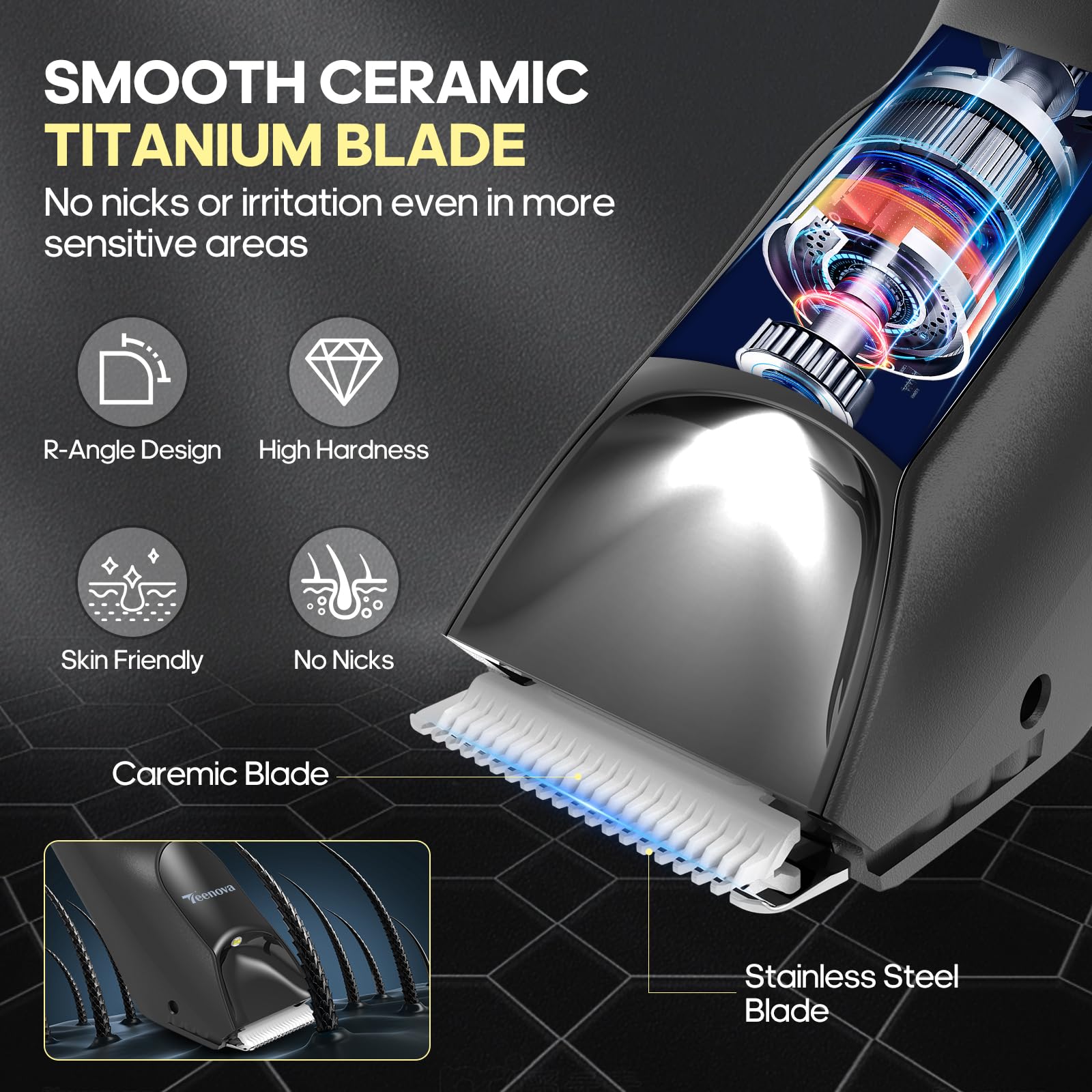 TEENOVA ear and nose trimmer head for safe facial upkeep on the go