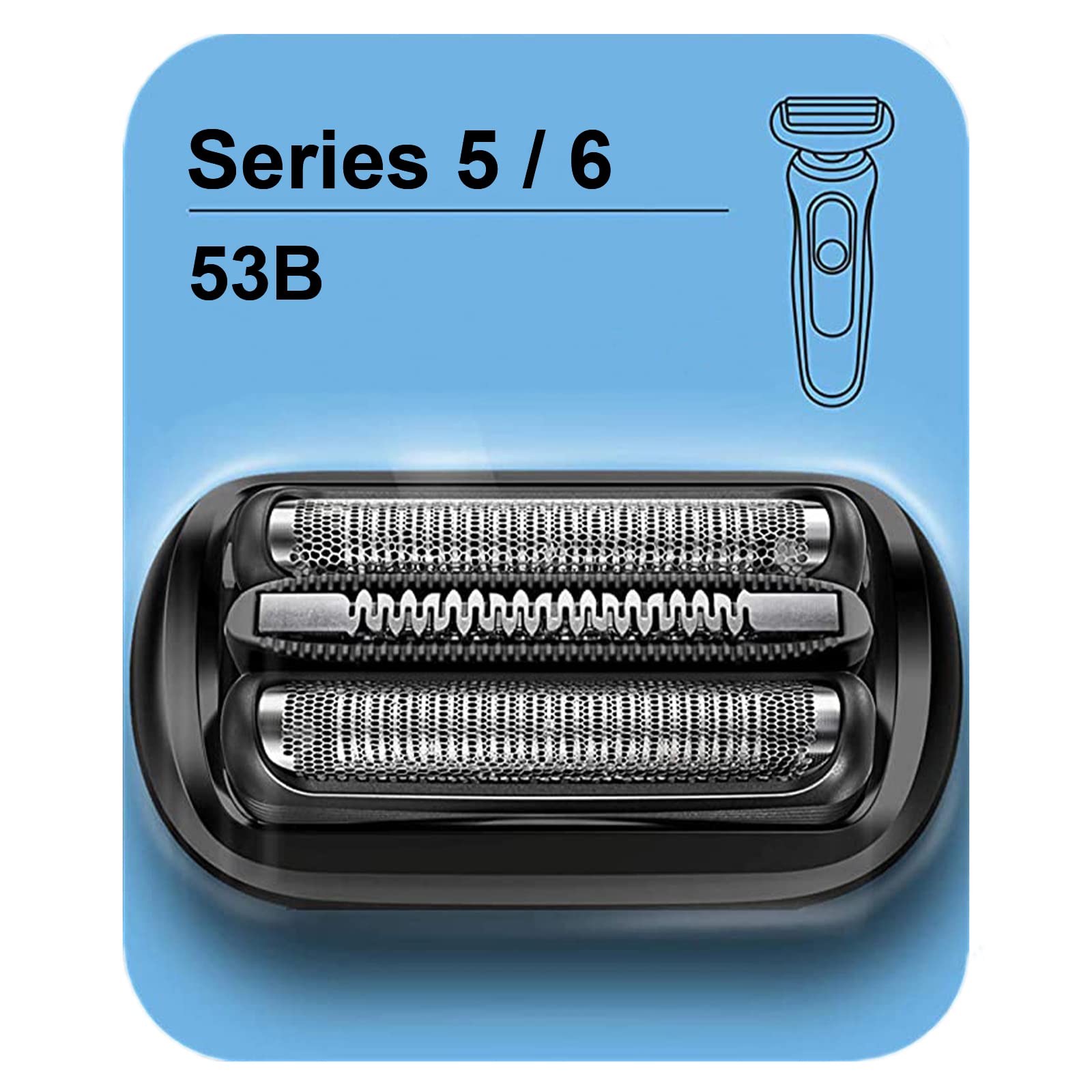 TEEYSO 53B foil head close-up for Braun shavers, promoting comfortable close shave