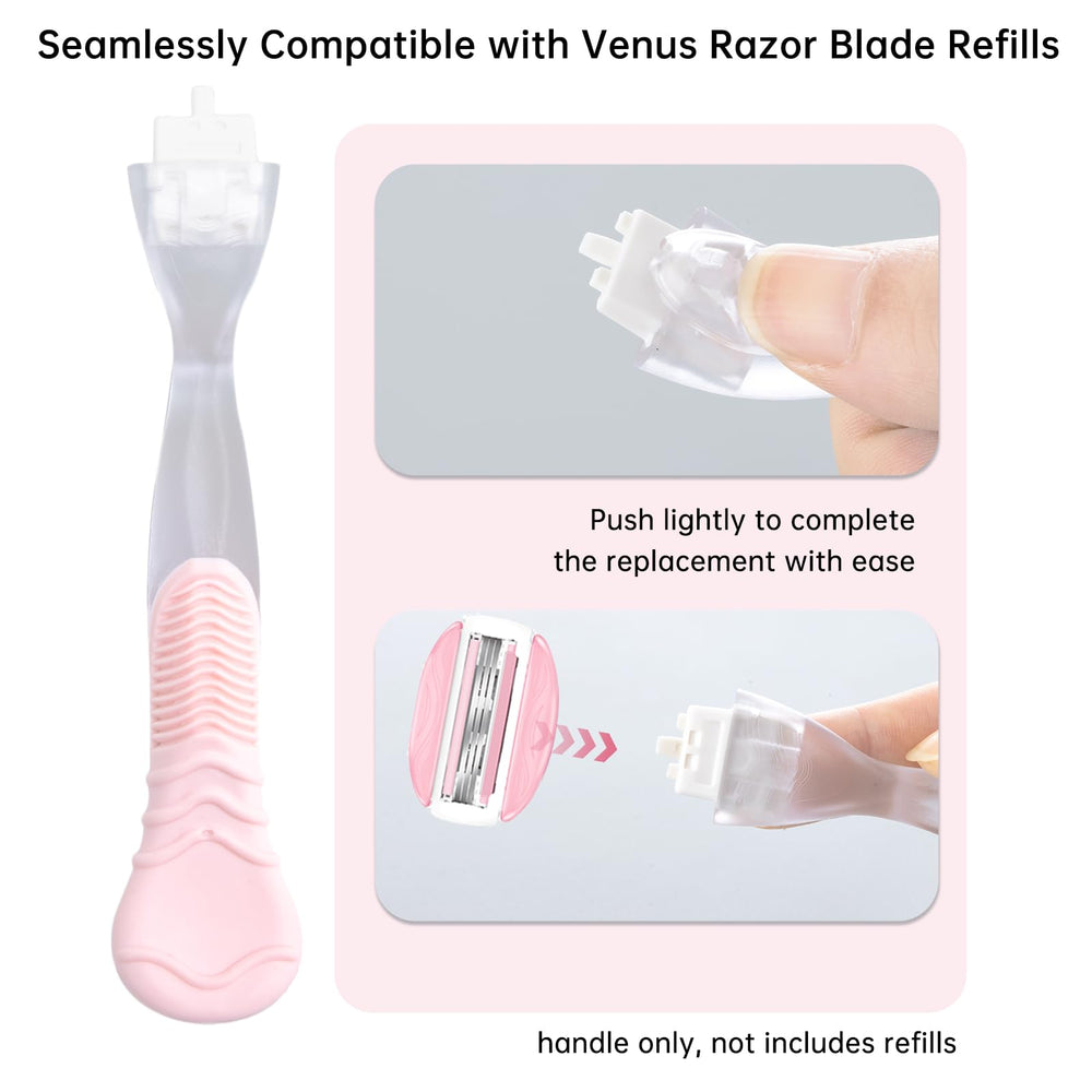 TEITEAI Venus pink replacement handle, ergonomic grip for comfortable shaving.