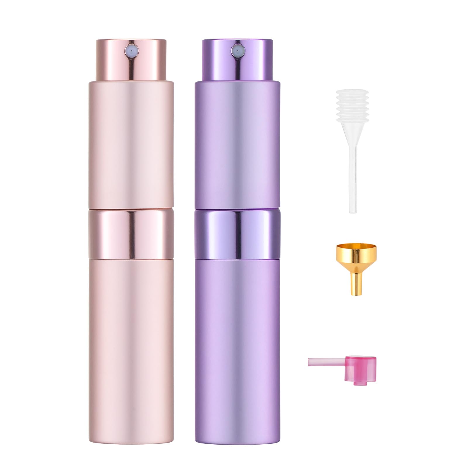 Tekson 8ml travel perfume atomizer in pink, compact portable fragrance on the go.