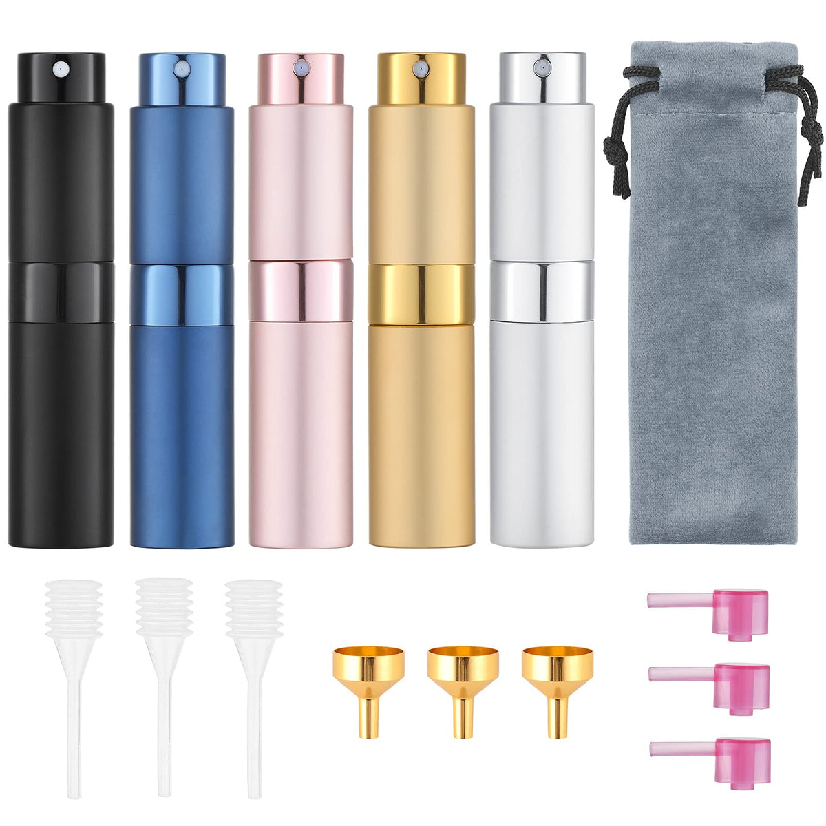 Tekson 8ml black travel atomizer, compact and leak-tight for on-the-go fragrance