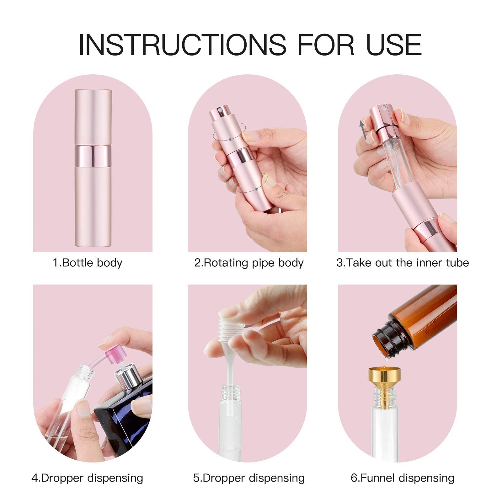 Tekson 8ml gold travel atomizer, matte aluminum body feels premium on trips