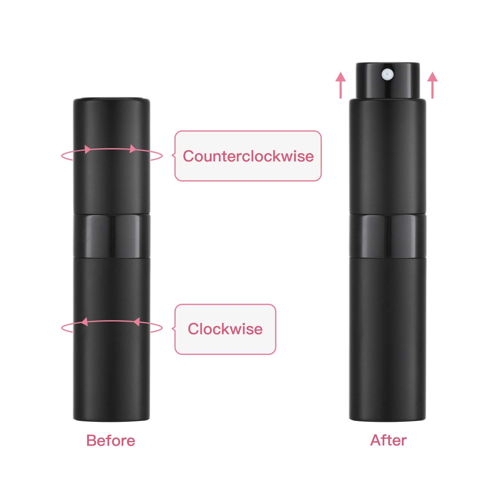 Tekson 8ml pink travel atomizer, lightweight companion for travel and quick fragrance refresh