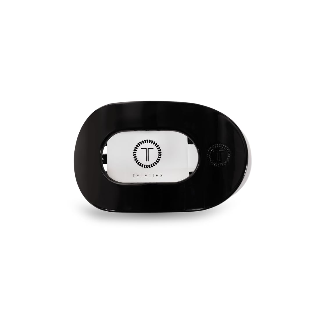 Teleties clip plano redondo negro, agarre firme para todo tipo de cabello