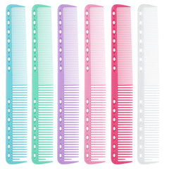 Telooco carbon fiber cutting comb blue for precise barbering with comfortable grip.