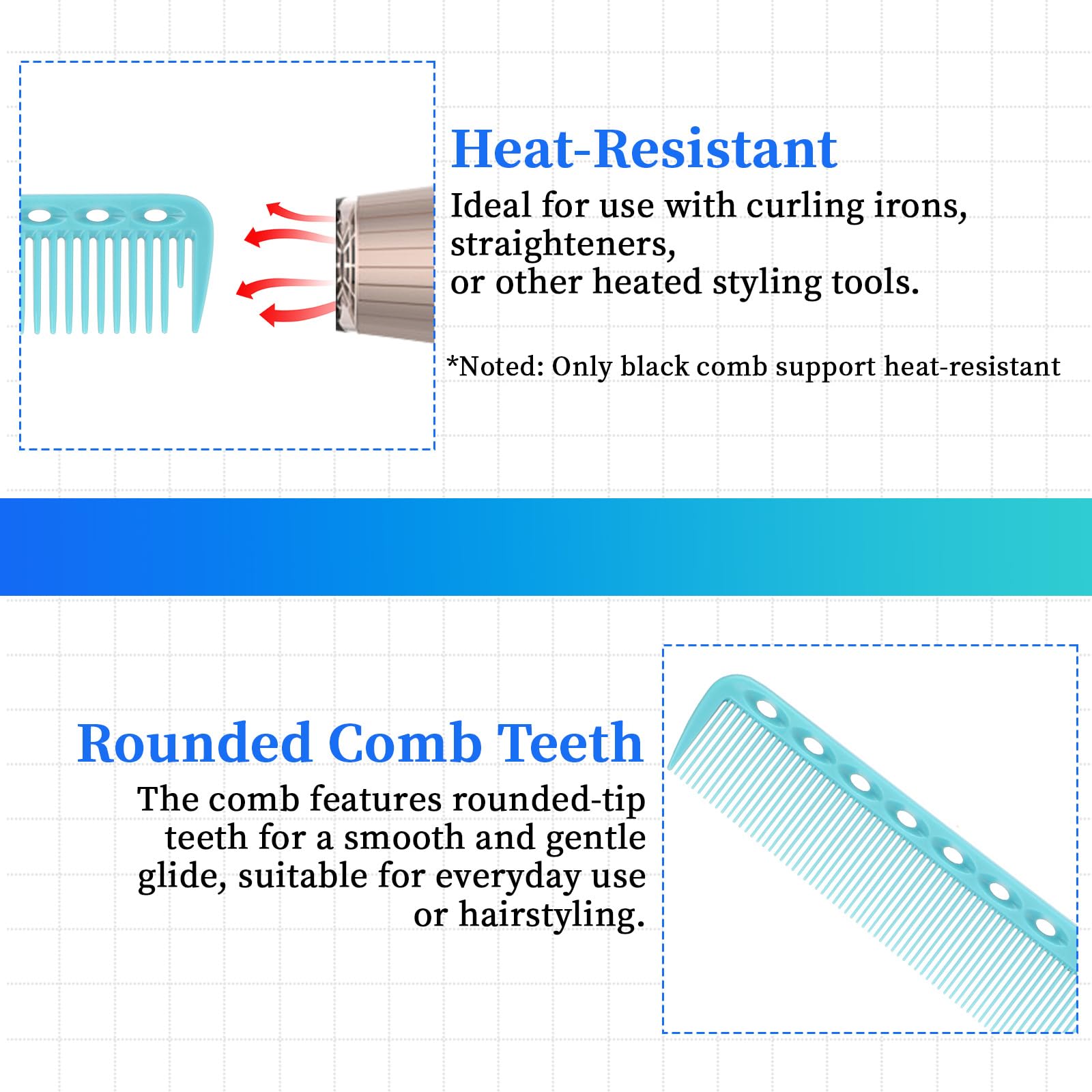 Telooco white cutting comb providing lightweight, heat-safe performance for daily use.